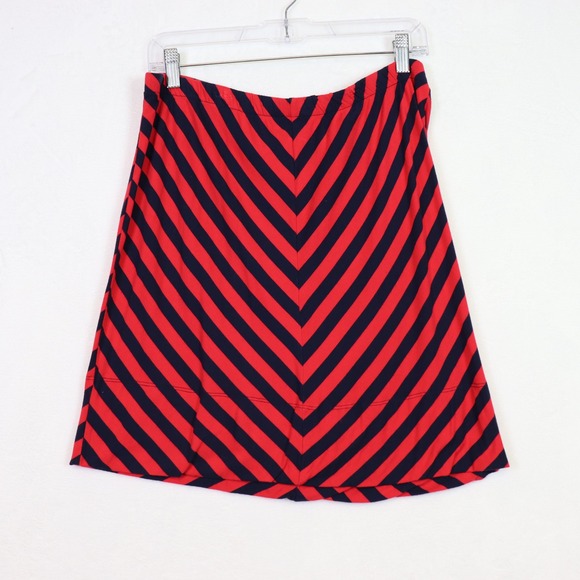 Merona Dresses & Skirts - MERONA Red‎ Navy Striped A Line Knee Length Skirt Size L